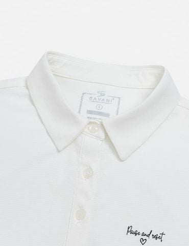 Áo polo nữ ngắn tay thể thao ngực in