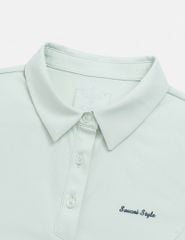 Áo polo ngắn tay nữ thể thao hình in trước ngực