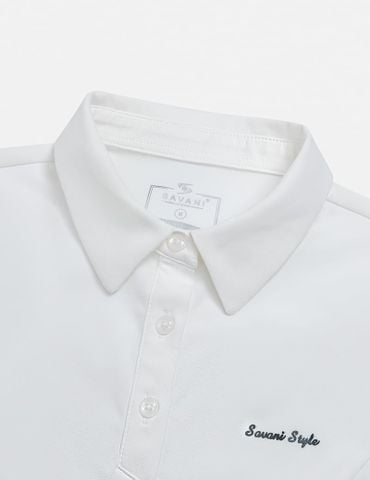 Áo polo ngắn tay nữ thể thao hình in trước ngực