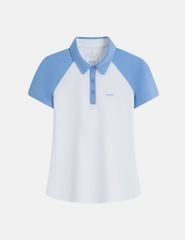 Áo polo nữ tay raglang phối ngực in