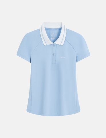 Áo polo nữ tay raglang ngực in