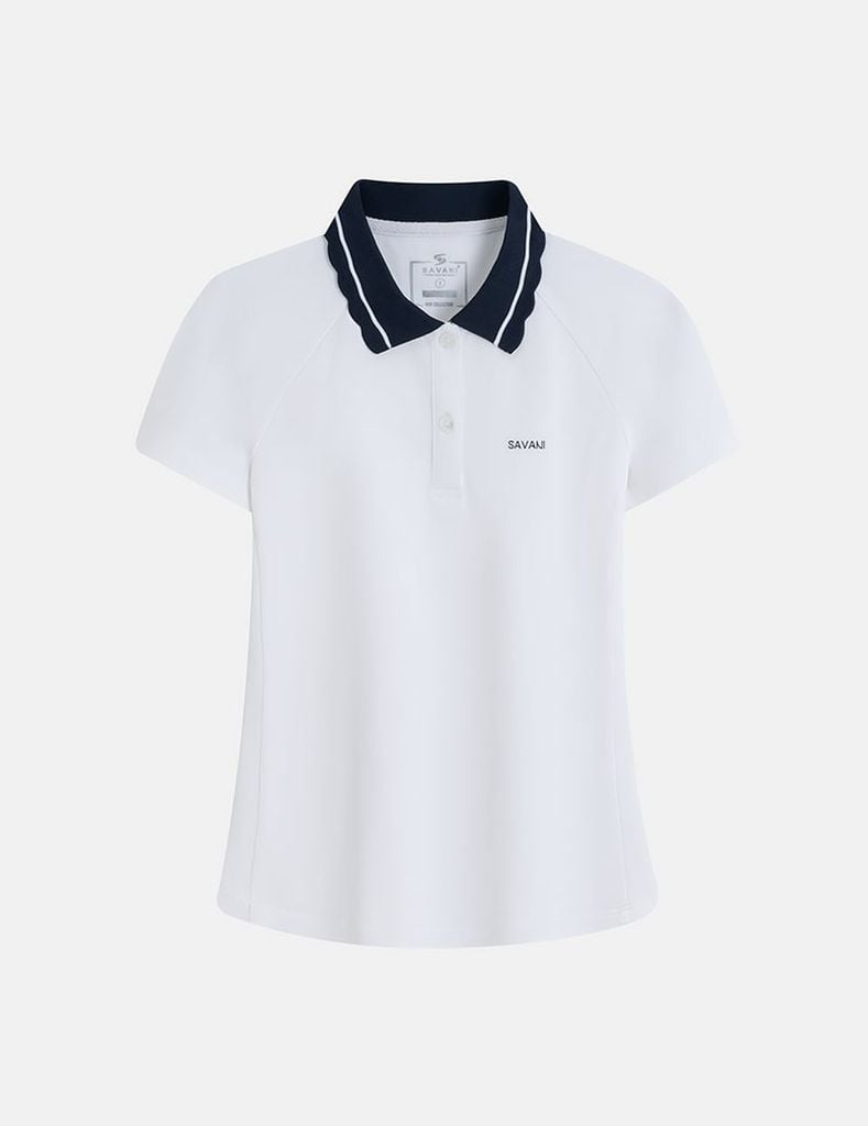 Áo polo nữ tay raglang ngực in