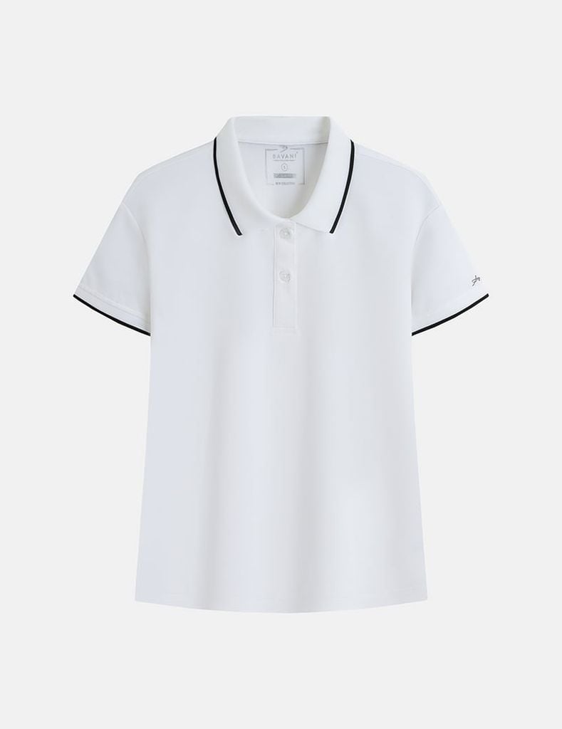 Áo polo nữ ngắn tay in ở tay áo