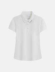 Áo polo nữ ngắn tay bản cổ in logo