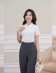 Áo thun ngắn tay có cổ nữ dáng ôm