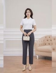 Áo thun ngắn tay có cổ nữ dáng ôm