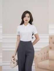 Áo thun ngắn tay có cổ nữ dáng ôm