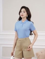 Áo thun ngắn tay có cổ nữ dáng ôm