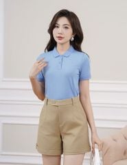 Áo thun ngắn tay có cổ nữ dáng ôm