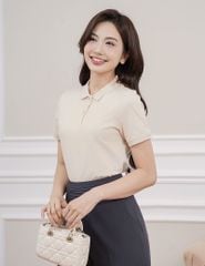 Áo thun ngắn tay có cổ nữ dáng ôm