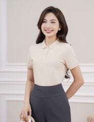Áo thun ngắn tay có cổ nữ dáng ôm