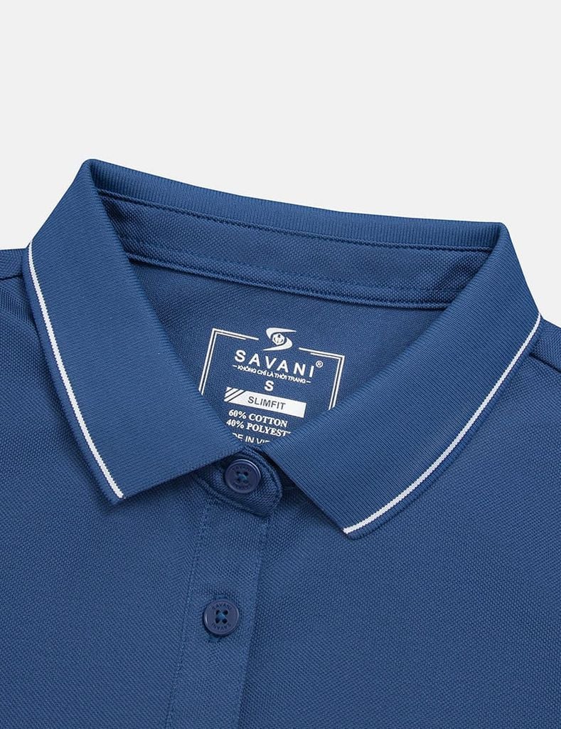 Áo polo ngắn tay nữ xẻ tà thêu logo tay