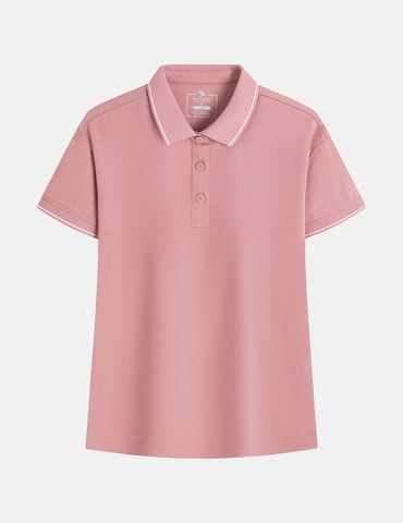 Áo polo ngắn tay nữ xẻ tà thêu logo tay