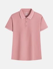 Áo polo ngắn tay nữ xẻ tà thêu logo tay