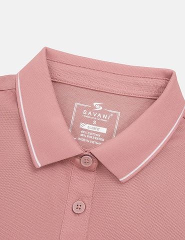 Áo polo ngắn tay nữ xẻ tà thêu logo tay