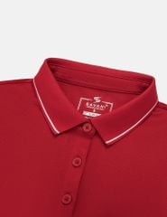 Áo polo ngắn tay nữ xẻ tà thêu logo tay