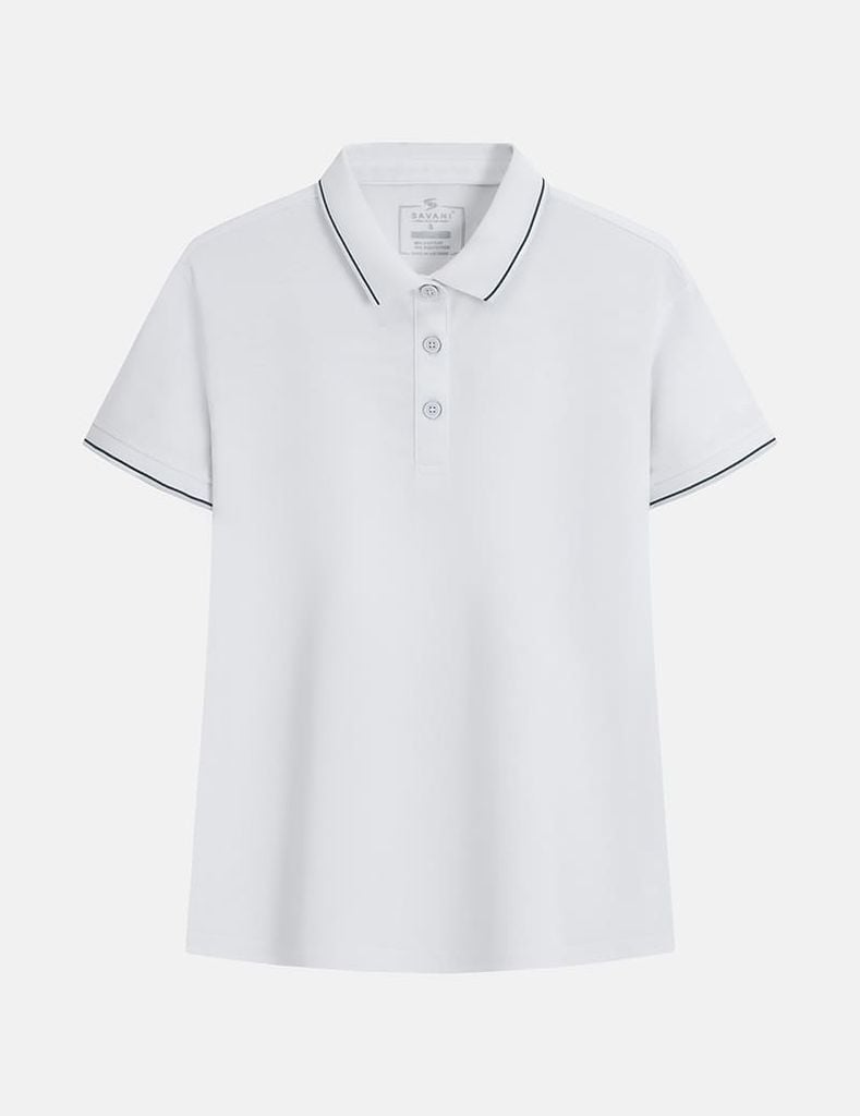 Áo polo ngắn tay nữ xẻ tà thêu logo tay