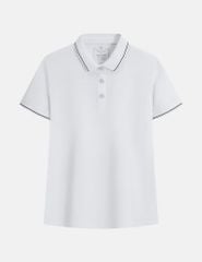 Áo polo ngắn tay nữ xẻ tà thêu logo tay