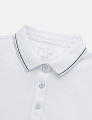 Áo polo ngắn tay nữ xẻ tà thêu logo tay