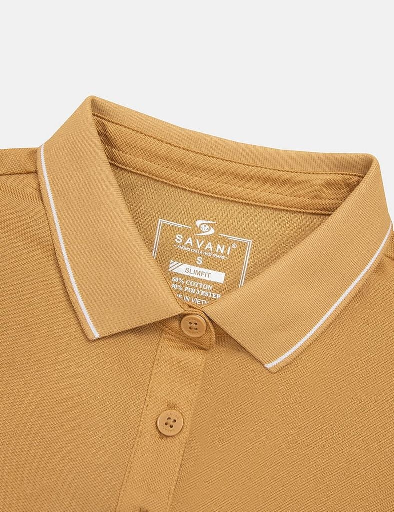 Áo polo ngắn tay nữ xẻ tà thêu logo tay