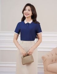 Áo polo nữ coolmax nẹp vải phối xẻ tà