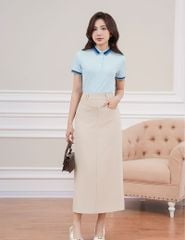 Áo phông có cổ nữ mắt chim xẻ tà dáng ôm