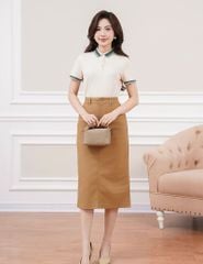 Áo phông có cổ nữ mắt chim xẻ tà dáng ôm