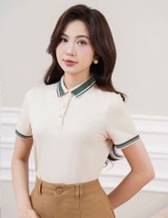 Áo phông có cổ nữ mắt chim xẻ tà dáng ôm
