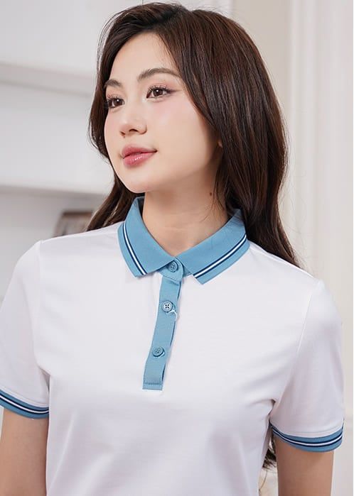 Áo polo ngắn tay nữ thêu logo tay