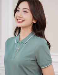 Áo polo ngắn tay nữ phối line