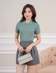 Áo polo ngắn tay nữ phối line