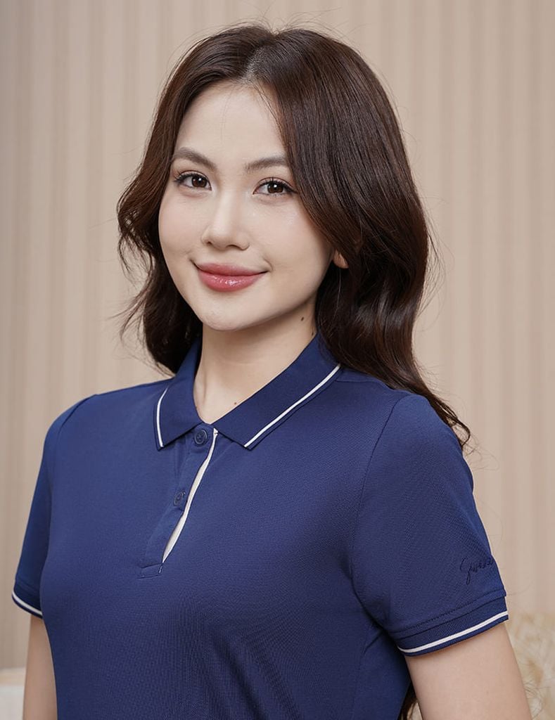 Áo polo ngắn tay nữ phối line