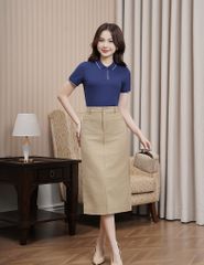 Áo polo ngắn tay nữ phối line