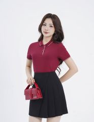 Áo polo ngắn tay nữ phối line