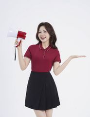 Áo polo ngắn tay nữ phối line