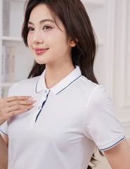 Áo polo ngắn tay nữ phối line