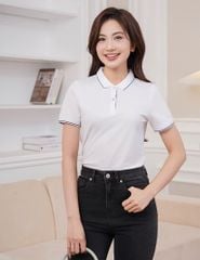 Áo polo ngắn tay nữ phối line