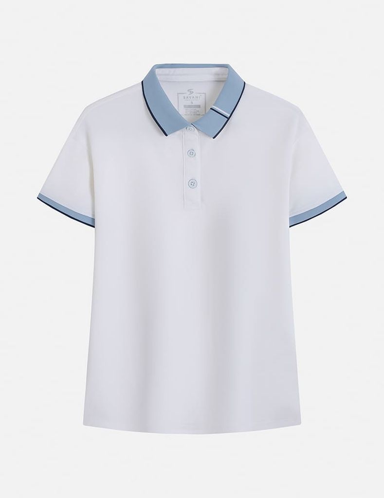 Áo polo ngắn tay nữ tay thêu logo
