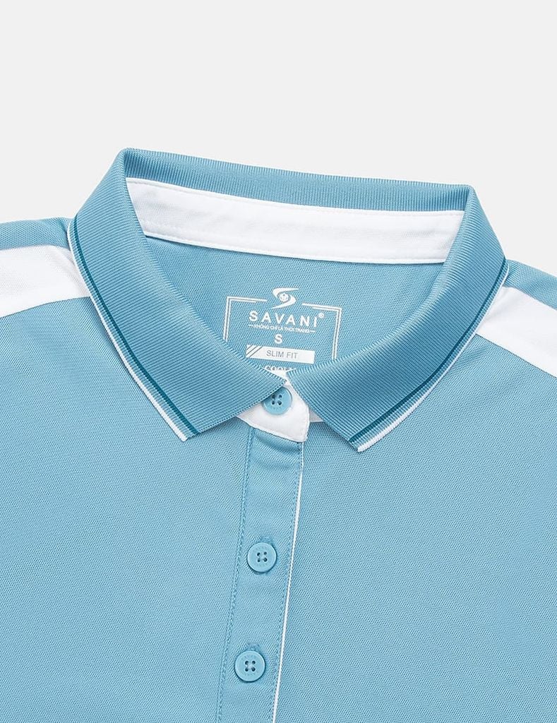 Áo polo ngắn tay nữ thêu logo tay phối nẹp