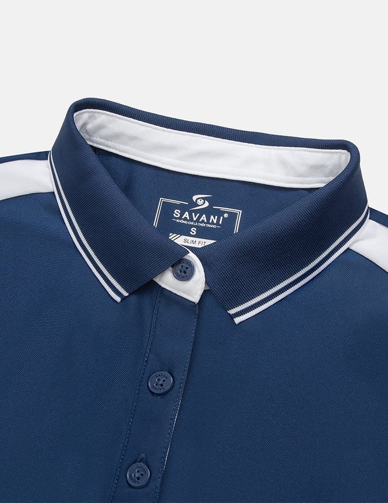 Áo polo ngắn tay nữ thêu logo tay phối nẹp