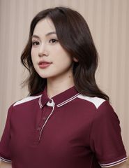 Áo polo ngắn tay nữ thêu logo tay phối nẹp