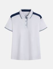 Áo polo ngắn tay nữ thêu logo tay phối nẹp