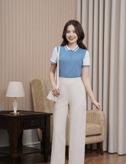 Áo polo nữ tay phối vải khác màu
