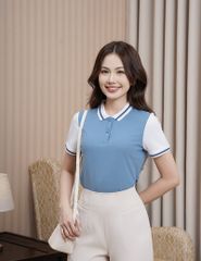 Áo polo nữ tay phối vải khác màu