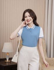 Áo polo nữ tay phối vải khác màu