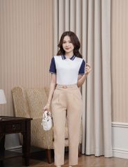 Áo polo nữ tay phối vải khác màu