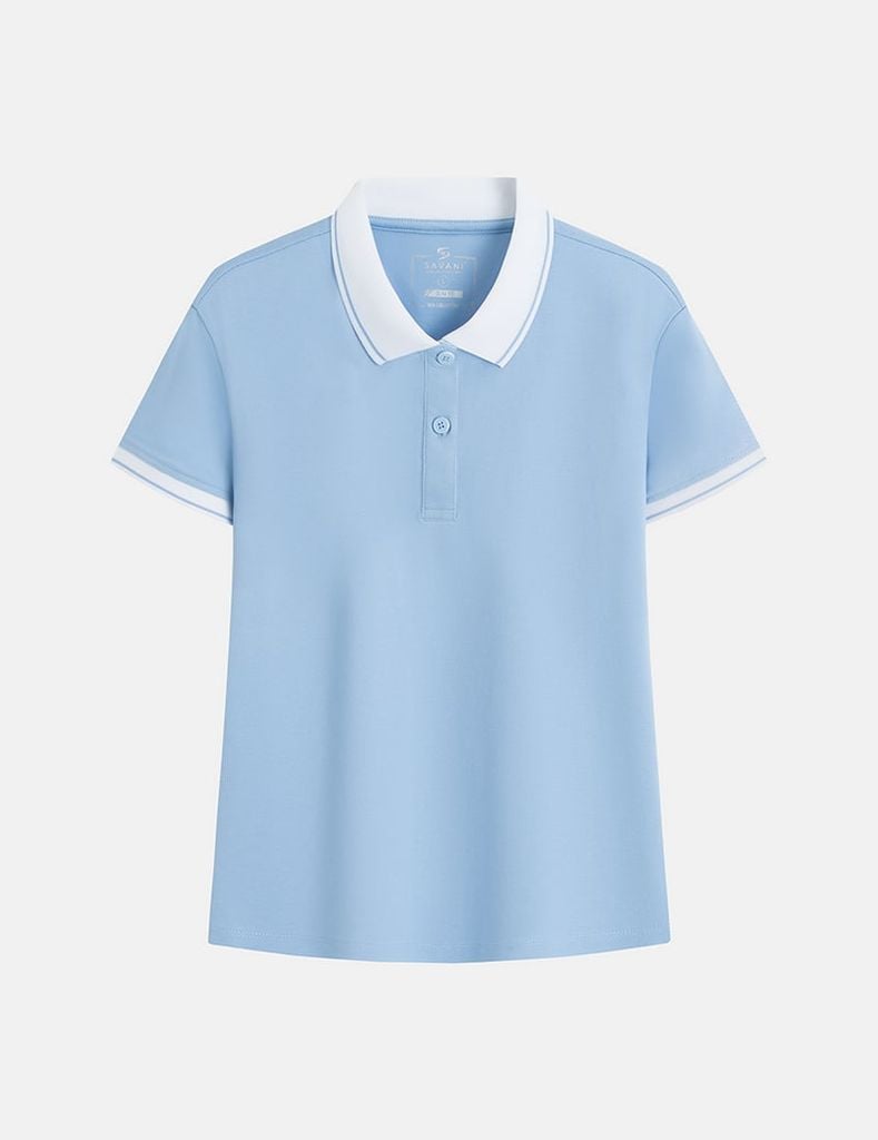 Áo polo nữ nẹp dưới vải phối
