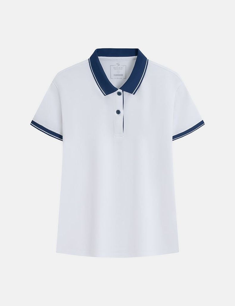 Áo polo nữ nẹp dưới vải phối