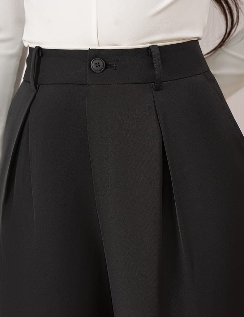 Quần âu nữ ống suông cạp kẹp lé