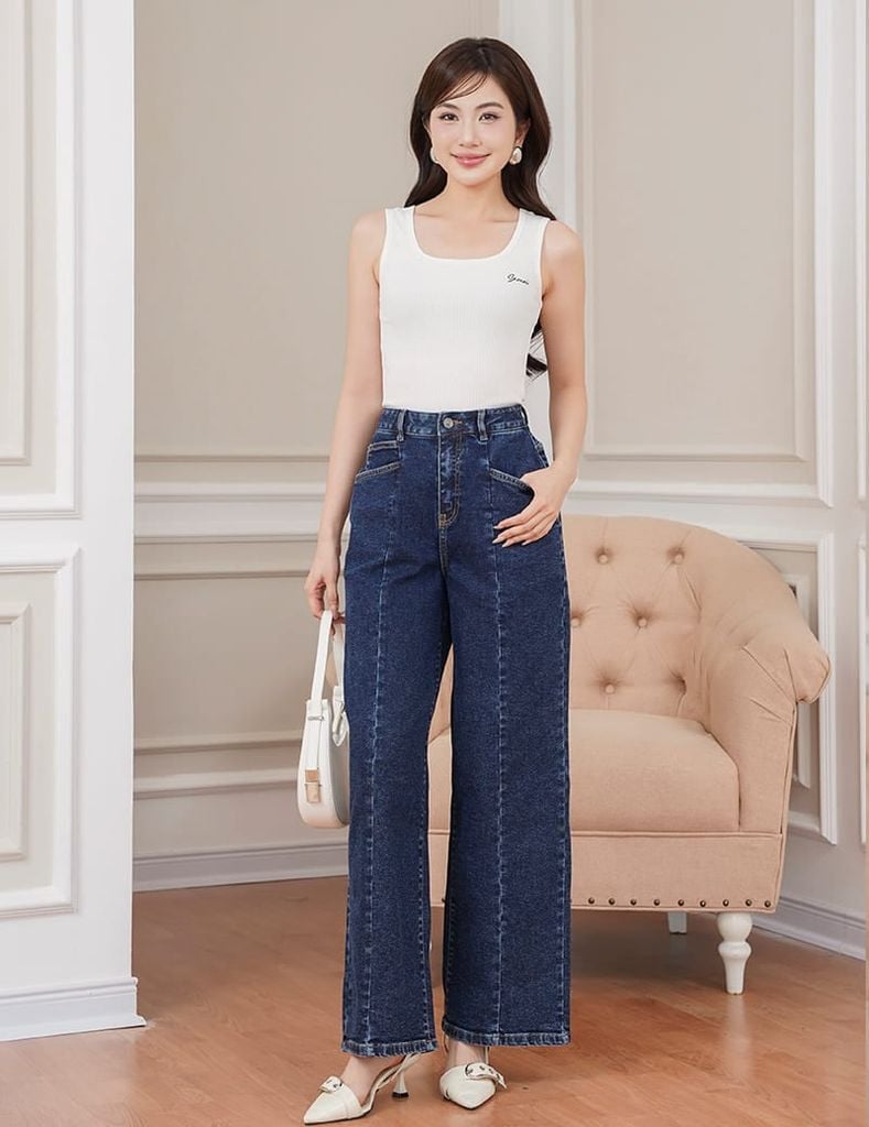 Quần jean nữ ống suông